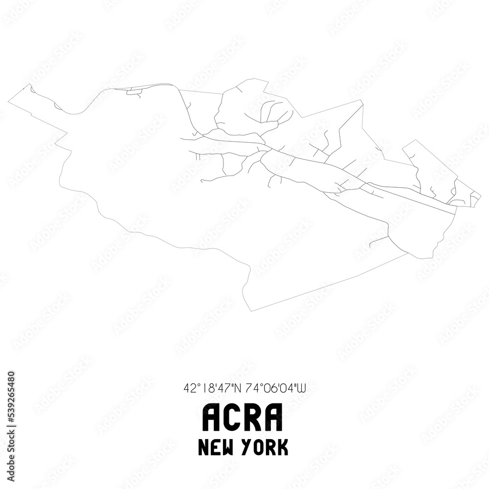 Acra New York. US street map with black and white lines. Acra New York. US street map with black and white lines.