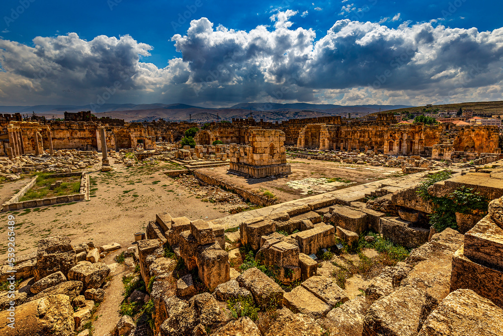 Lebanon. Baalbek (UNESCO World Heritage Site), ancient Heliopolis in Greek and Roman period. The Great Court of the Temple of Jupiter