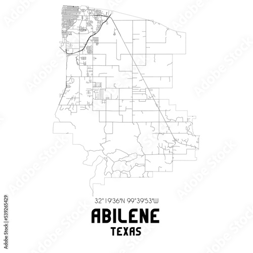 Abilene Texas. US street map with black and white lines. photo