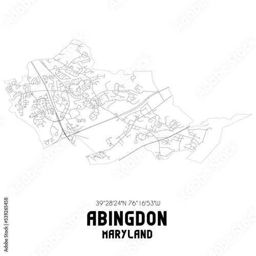 Abingdon Maryland. US street map with black and white lines. photo
