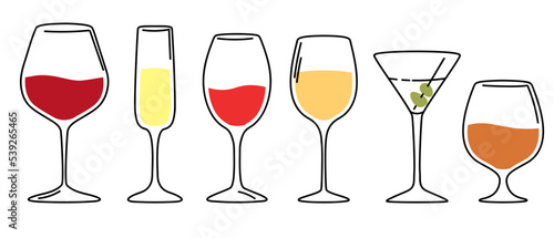 set of glasses of wine