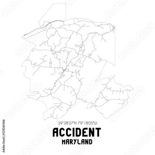 Accident Maryland. US street map with black and white lines.