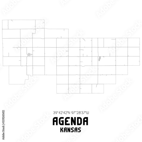 Agenda Kansas. US street map with black and white lines.