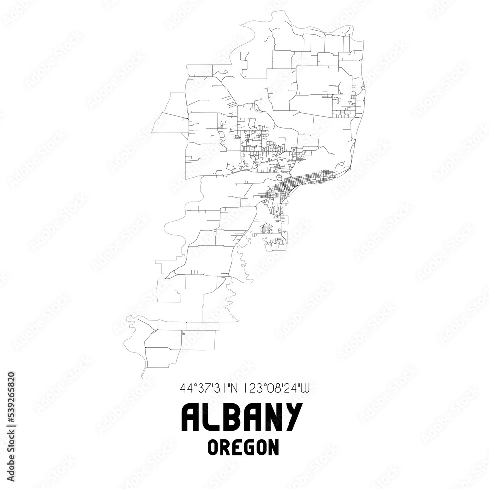 Fototapeta mapa świata dla dzieci Albany Oregon. US street map with