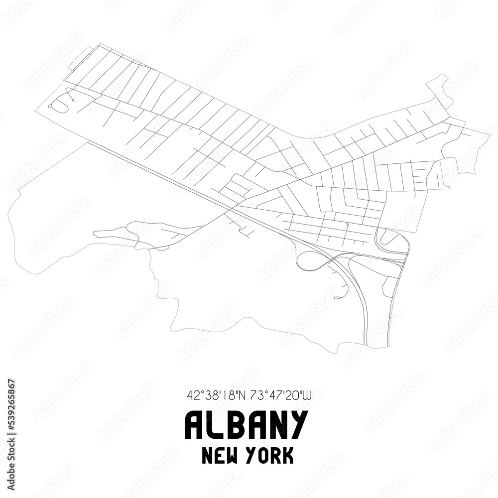 Albany New York. US street map with black and white lines. Albany New York. US street map with black and white lines.