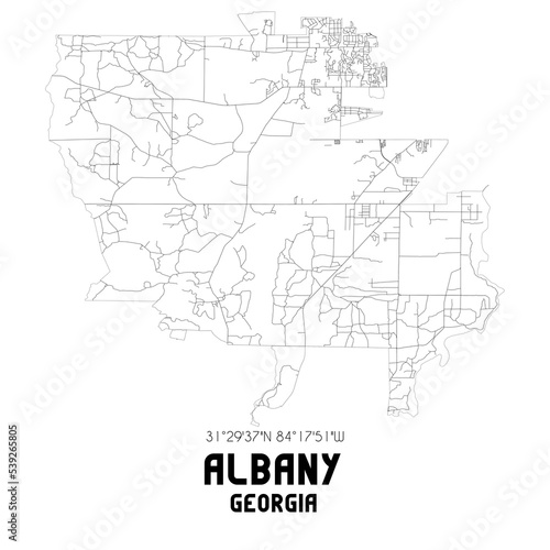 Albany Georgia. US street map with black and white lines.