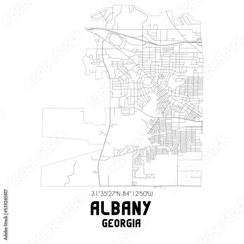 Albany Georgia. US street map with black and white lines.