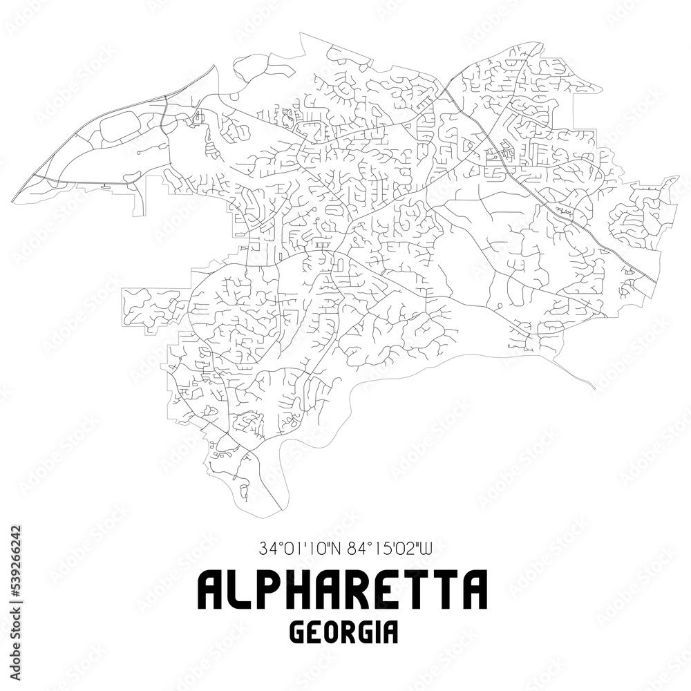 Alpharetta Georgia. US street map with black and white lines. Alpharetta Georgia. US street map with black and white lines.