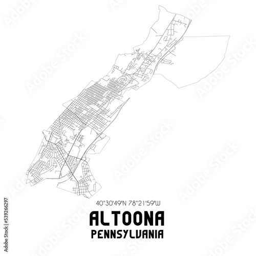 Obraz na płótnie Altoona Pennsylvania. US street map with black and white lines. w salonie