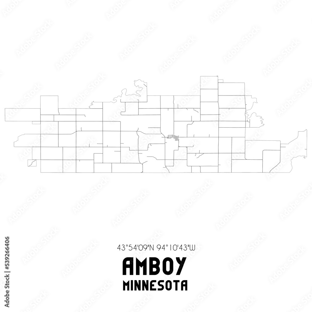 Amboy Minnesota. US street map with black and white lines. Amboy Minnesota. US street map with black and white lines.