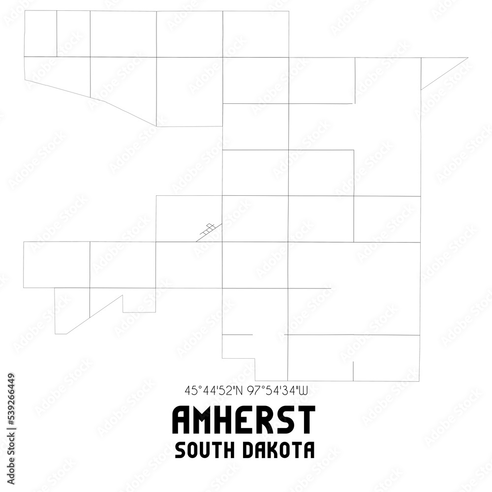 Amherst South Dakota. US street map with black and white lines. Amherst South Dakota. US street map with black and white lines.