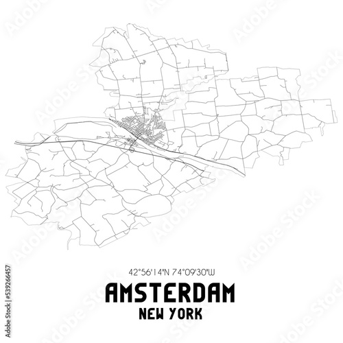 Photography Amsterdam New York. US street map with black and white lines.