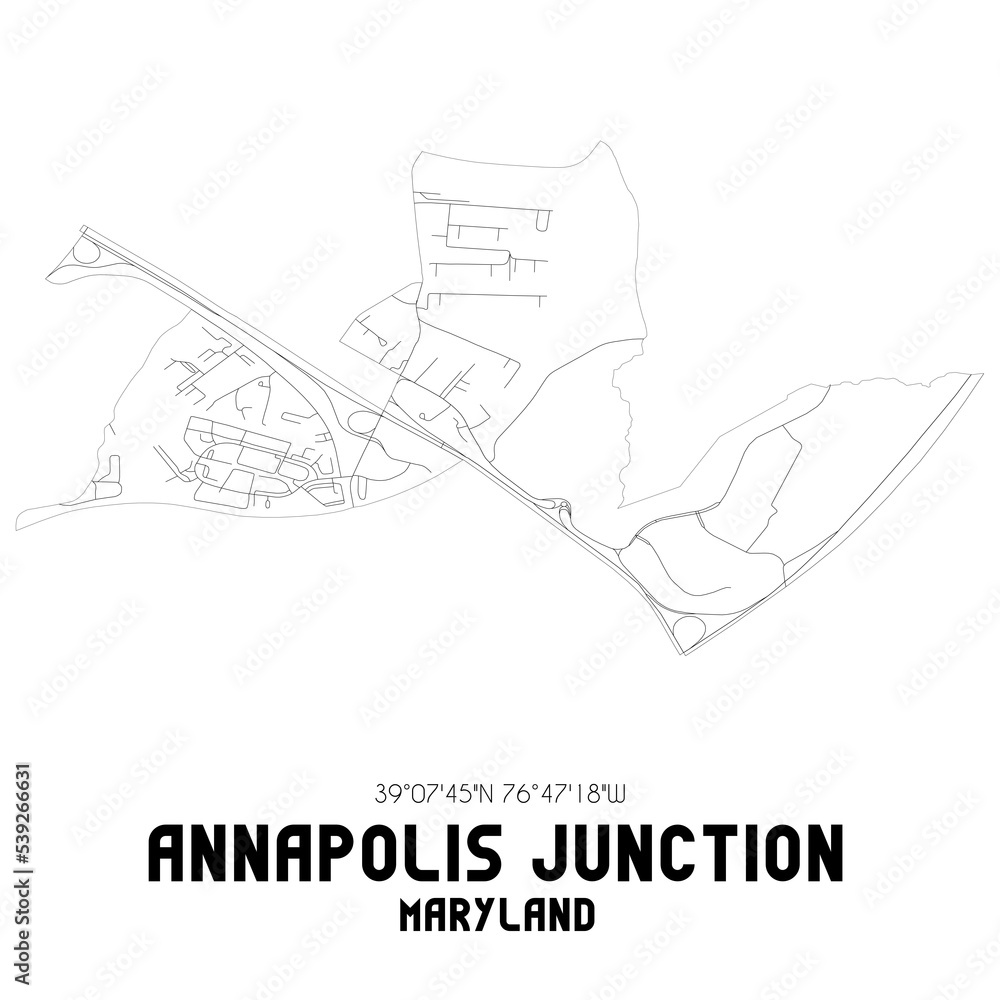 Annapolis Junction Maryland. US street map with black and white lines.
