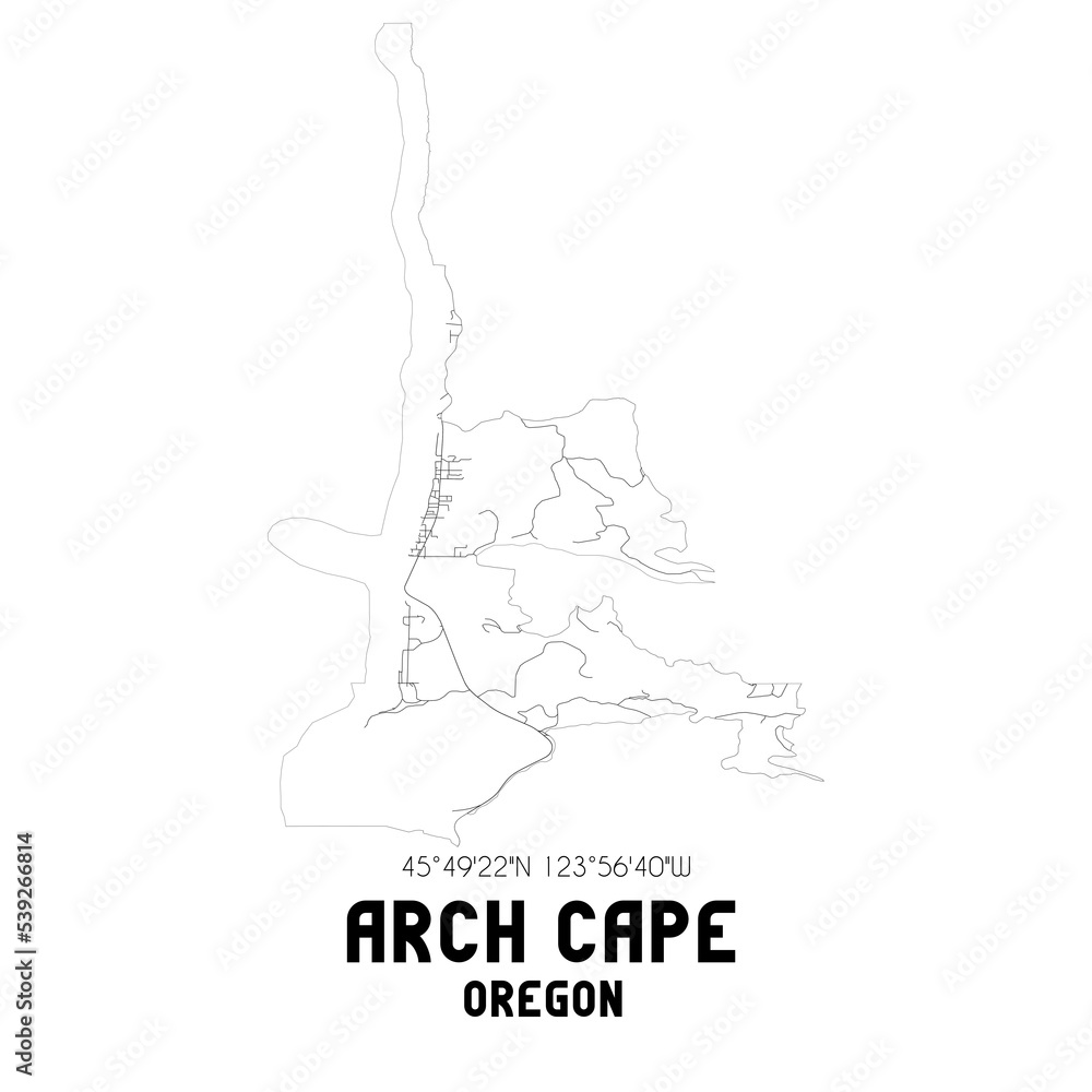 Arch Cape Oregon. US street map with black and white lines. Arch Cape Oregon. US street map with black and white lines.