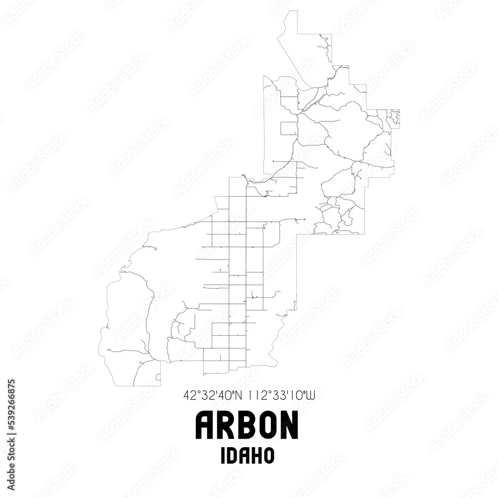 Arbon Idaho. US street map with black and white lines. Arbon Idaho. US street map with black and white lines.