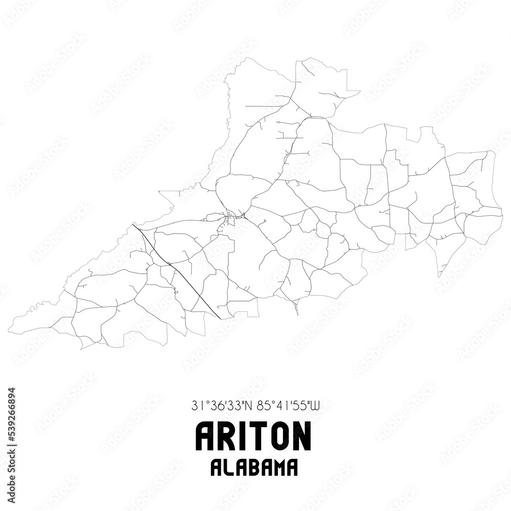 Ariton Alabama. US street map with black and white lines. Ariton Alabama. US street map with black and white lines.