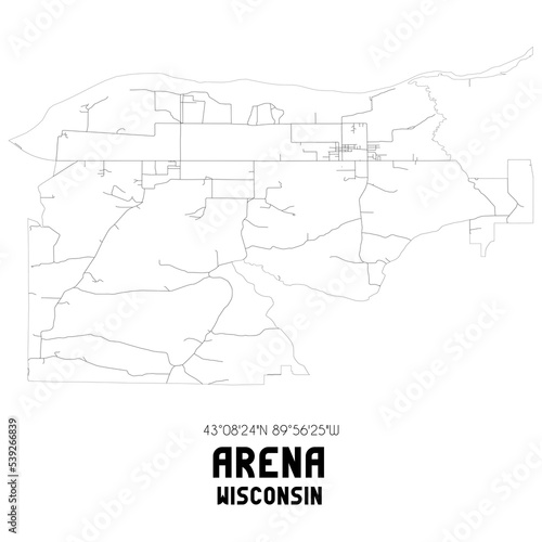 Arena Wisconsin. US street map with black and white lines.