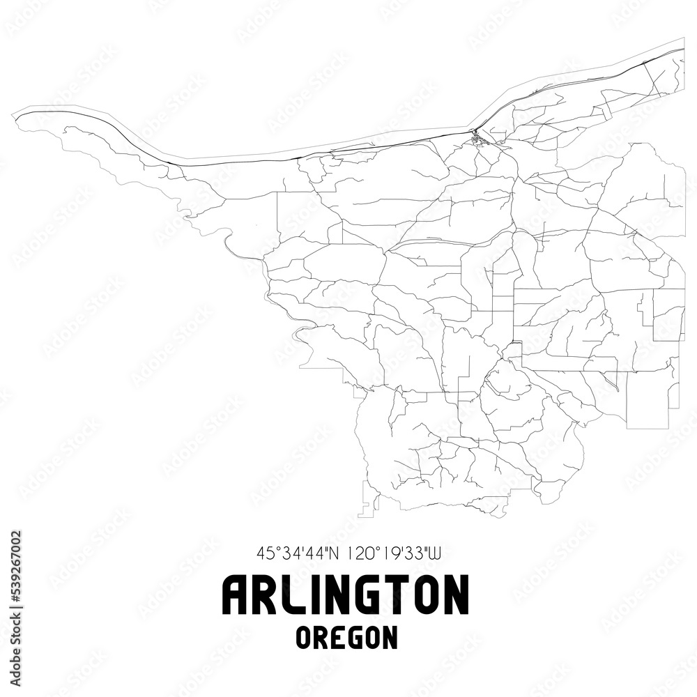 Arlington Oregon. US street map with black and white lines. Arlington Oregon. US street map with black and white lines.