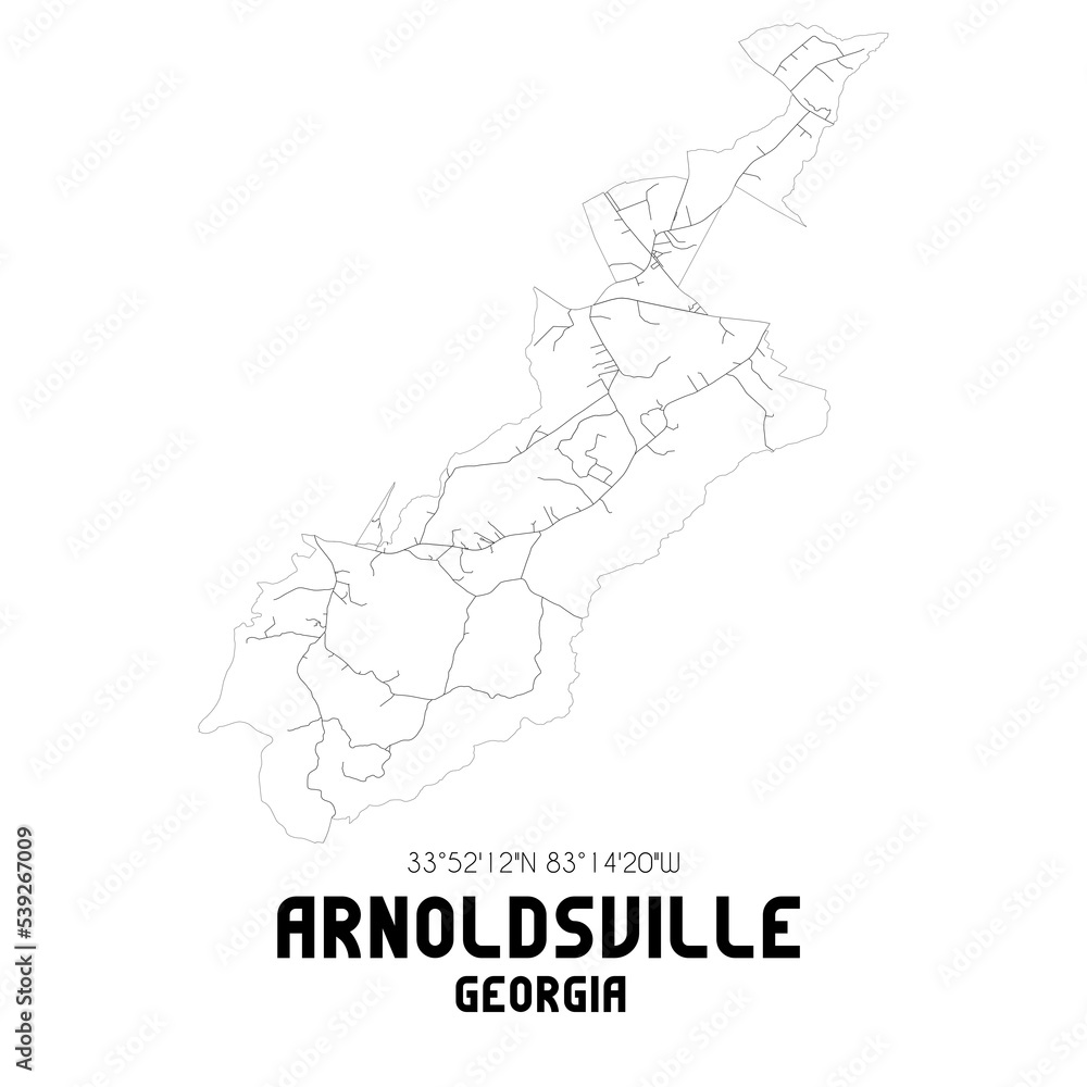 Arnoldsville Georgia. US street map with black and white lines. Arnoldsville Georgia. US street map with black and white lines.
