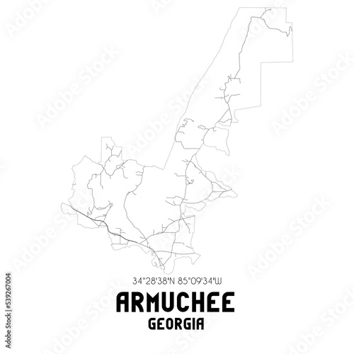 Armuchee Georgia. US street map with black and white lines.
