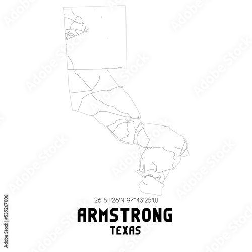 Armstrong Texas. US street map with black and white lines.