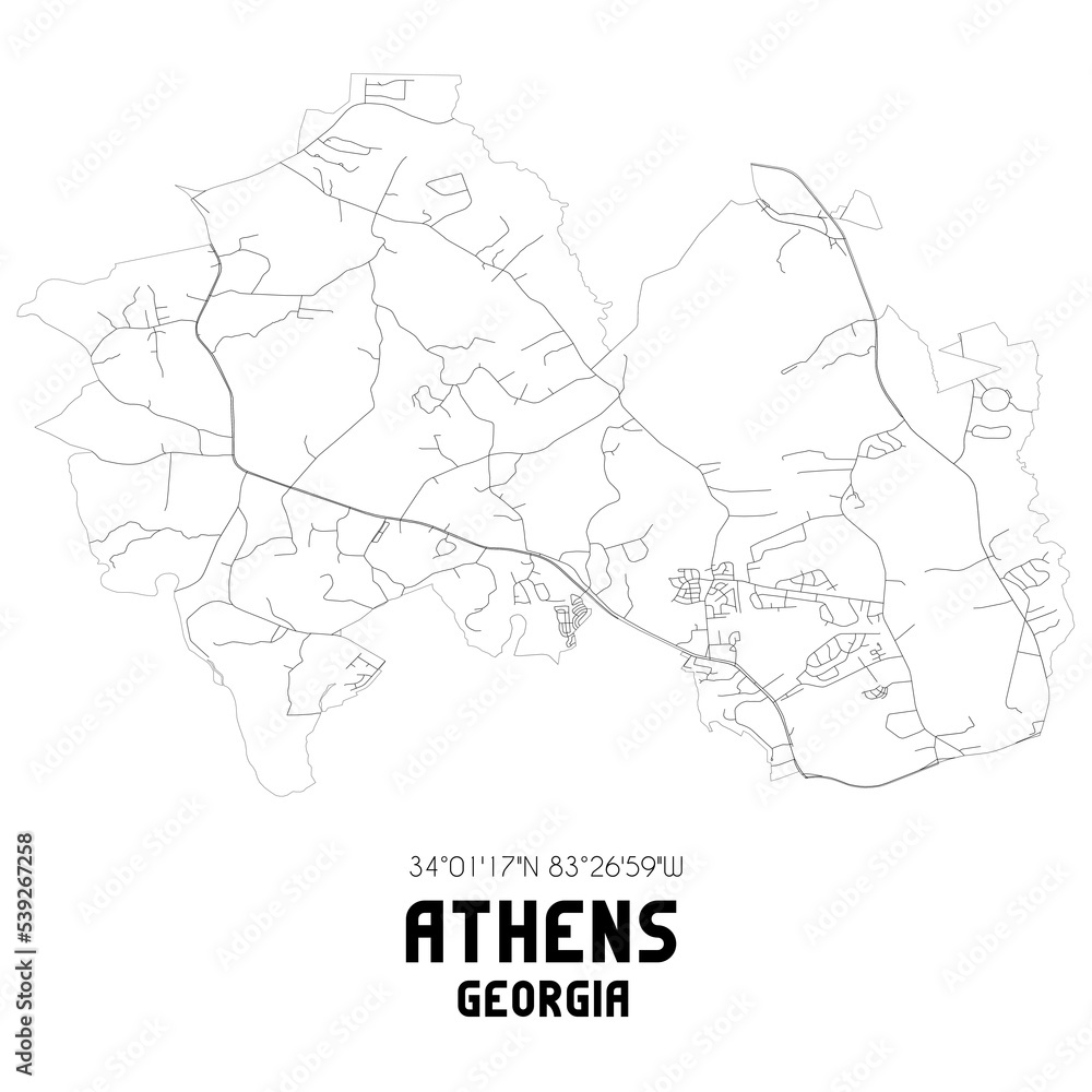 Athens Georgia. US street map with black and white lines. Athens Georgia. US street map with black and white lines.