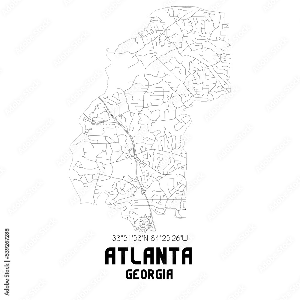 Atlanta Georgia. US street map with black and white lines. Atlanta Georgia. US street map with black and white lines.