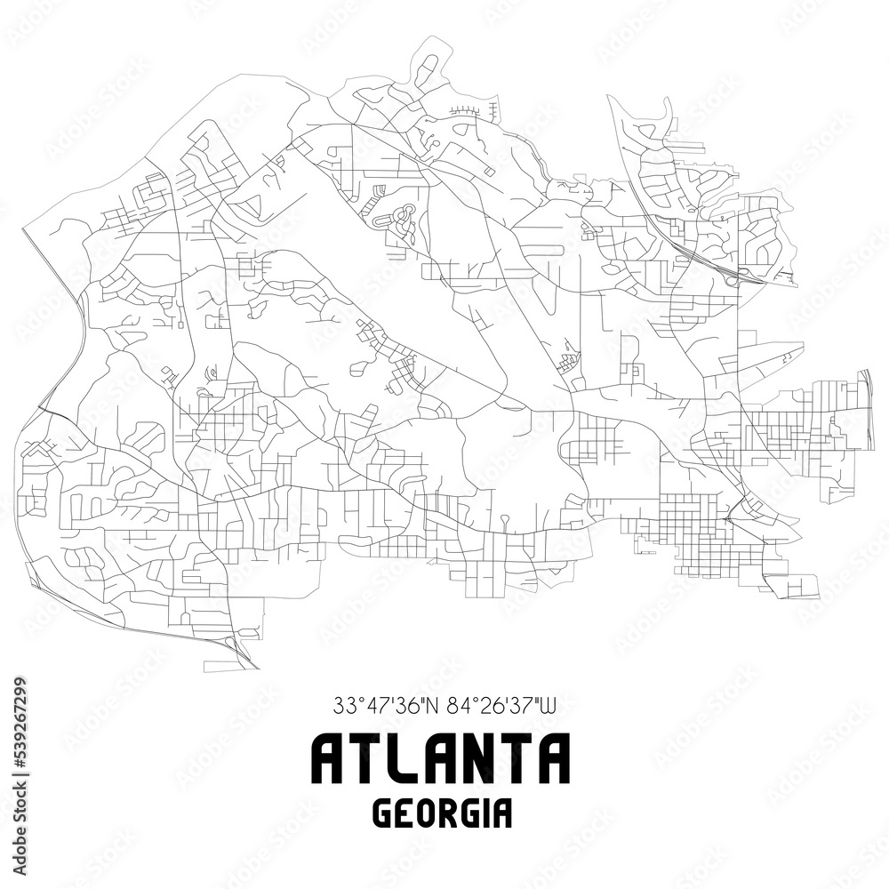 Atlanta Georgia. US street map with black and white lines.