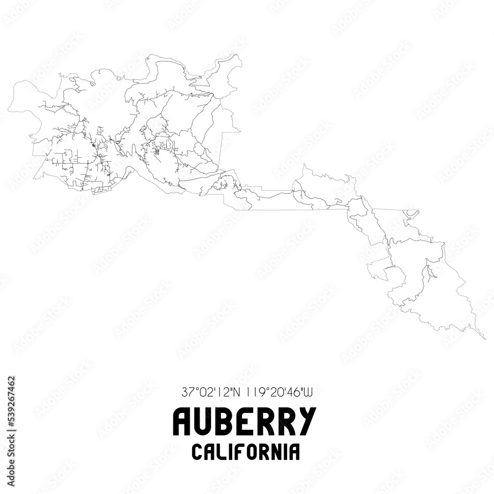 Auberry California. US street map with black and white lines. Auberry California. US street map with black and white lines.