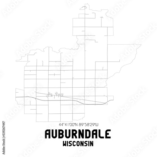 Auburndale Wisconsin. US street map with black and white lines.