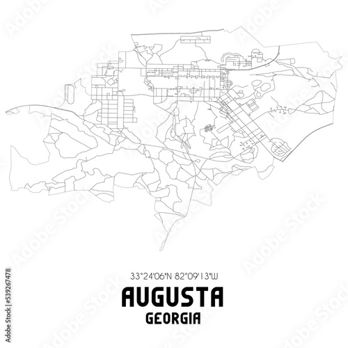 Augusta Georgia. US street map with black and white lines.
