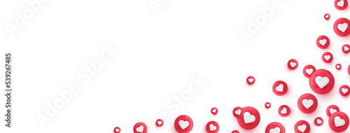 Like 3d render icon border. Emoji reaction frame. Social media bubble with heart. Love element. Comment button. Share tag. Notice people. Chat speech. Notification label. Vector illustration