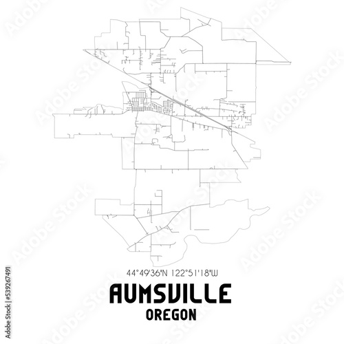 Aumsville Oregon. US street map with black and white lines. photo