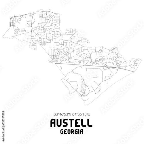 Austell Georgia. US street map with black and white lines. photo