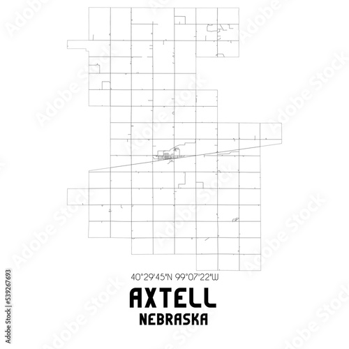 Axtell Nebraska. US street map with black and white lines. photo