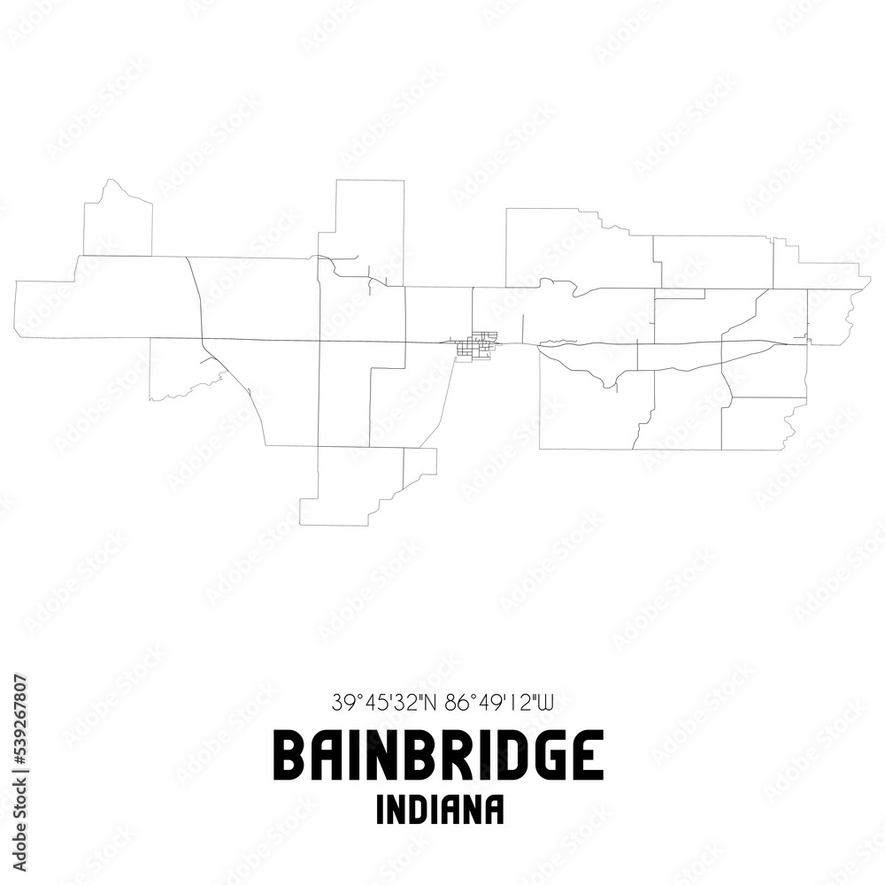 Bainbridge Indiana. US street map with black and white lines.