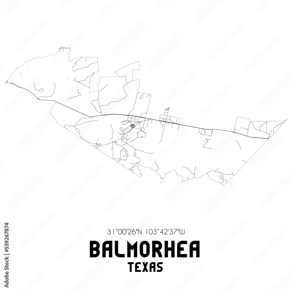 Balmorhea Texas. US street map with black and white lines. Balmorhea Texas. US street map with black and white lines.