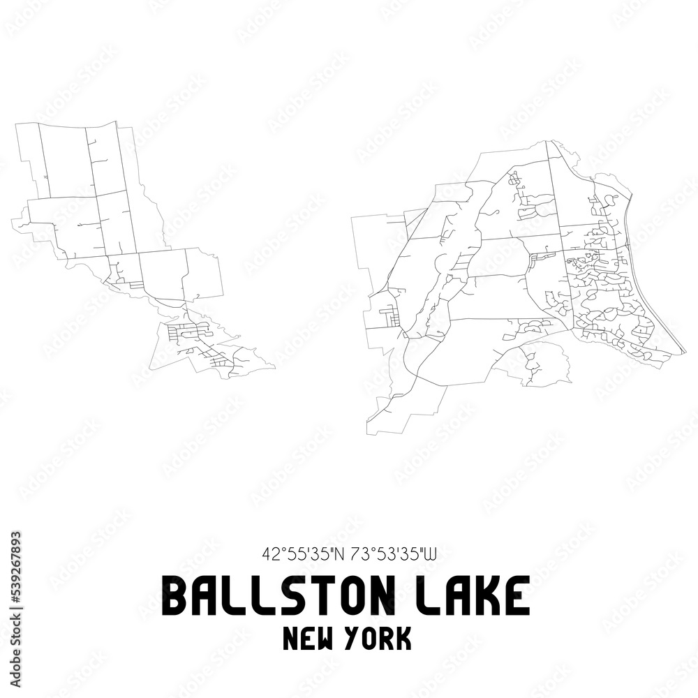 Ballston Lake New York. US street map with black and white lines. Ballston Lake New York. US street map with black and white lines.