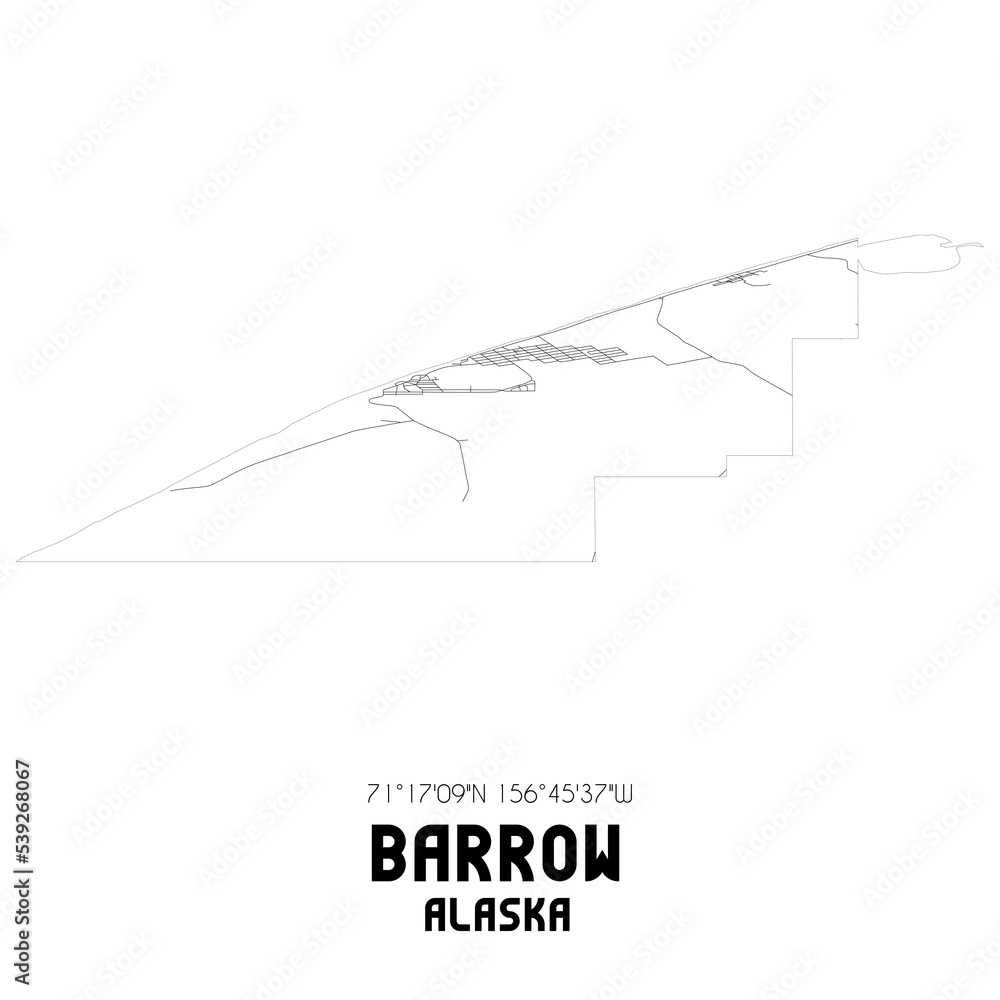 Barrow Alaska. US street map with black and white lines. Stock