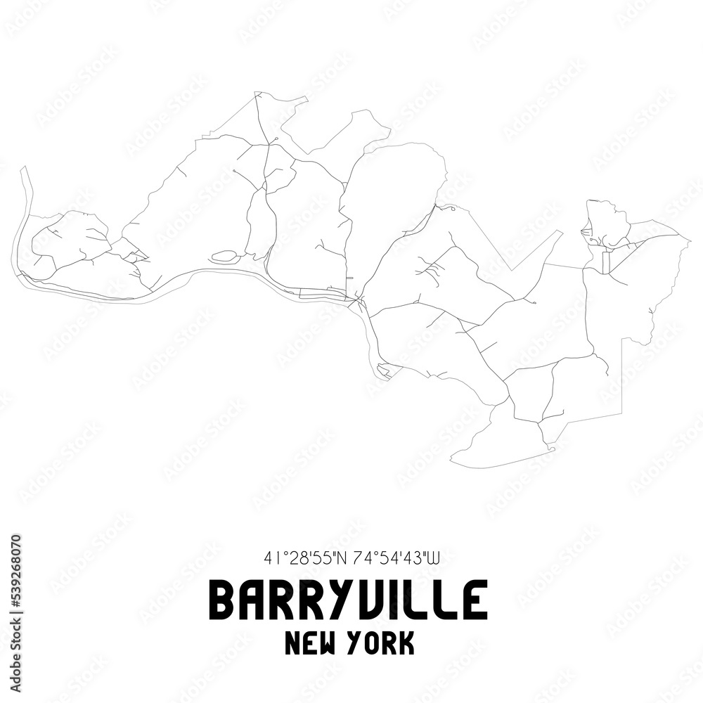 Fototapeta mapa świata dla dzieci Barryville New York. US street map with black and white lines
