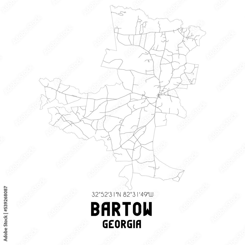 Bartow Georgia. US street map with black and white lines.