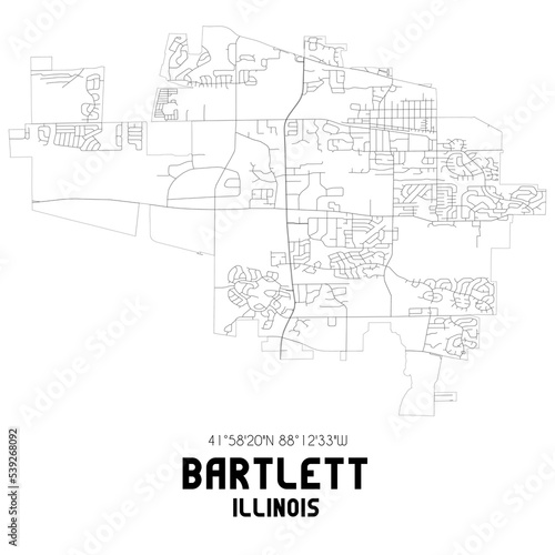 Bartlett Illinois. US street map with black and white lines. photo