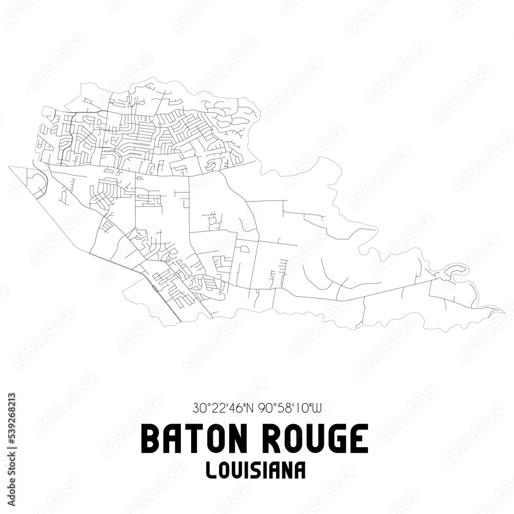 Fototapeta premium Baton Rouge Louisiana. US street map with black and white lines.
