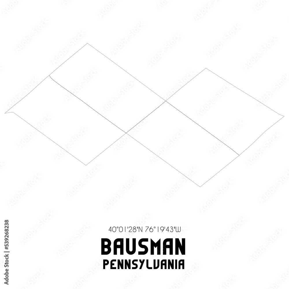 Bausman Pennsylvania. US street map with black and white lines. Bausman Pennsylvania. US street map with black and white lines.