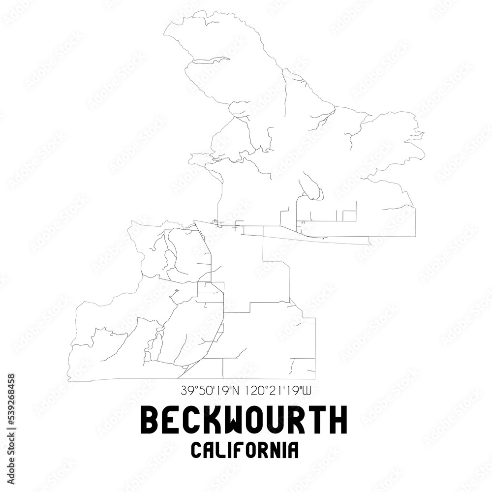 Beckwourth California. US street map with black and white lines.
