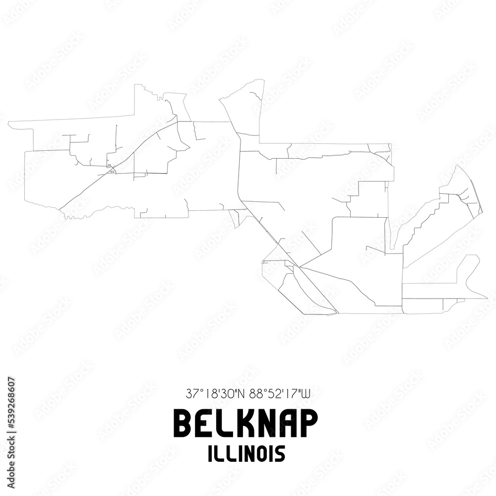 Belknap Illinois. US street map with black and white lines.