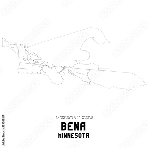 Bena Minnesota. US street map with black and white lines. photo