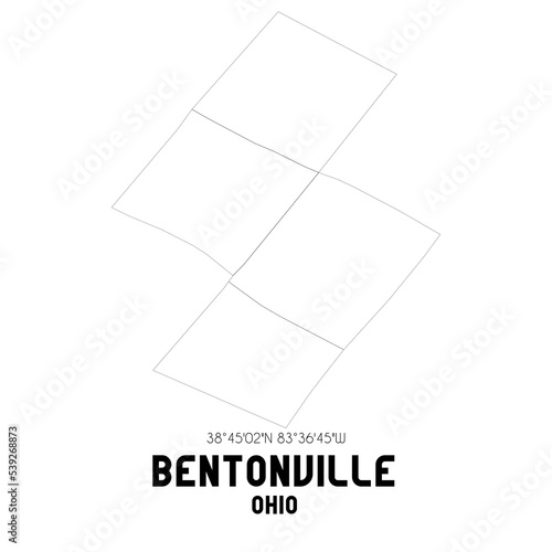 Bentonville Ohio. US street map with black and white lines.