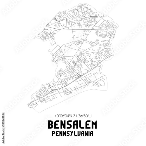 Bensalem Pennsylvania. US street map with black and white lines. photo