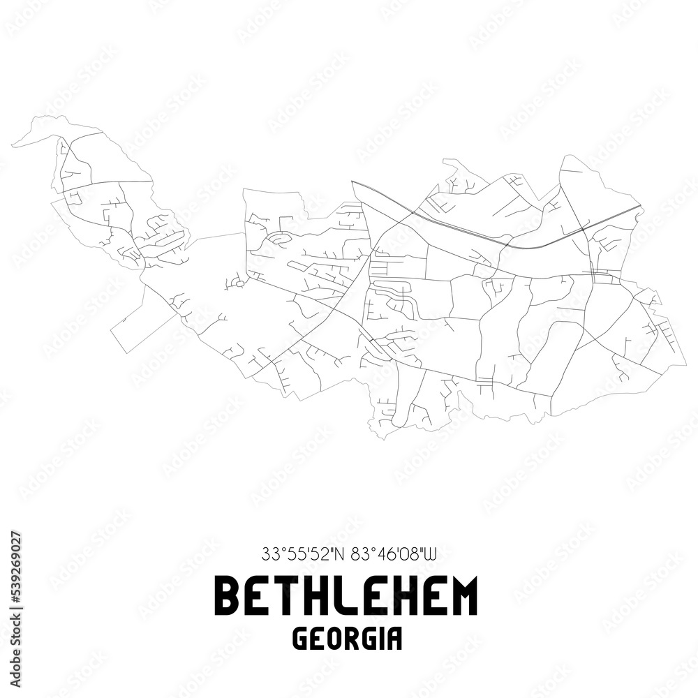 Bethlehem Georgia. US street map with black and white lines. Bethlehem Georgia. US street map with black and white lines.